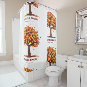 Autumn Fall Tree Happy Thanksgiving Blessed  Shower Curtain
