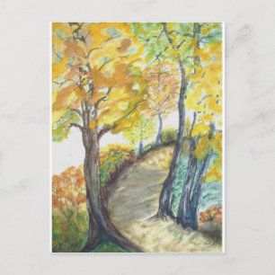 Autumn Fall Tree Leaves Art Painting Destiny Postcard