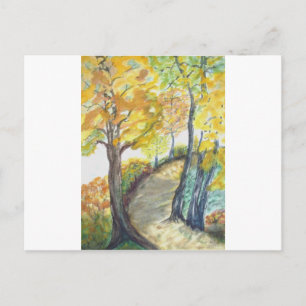Autumn Fall Tree Leaves Art Painting Destiny Postcard