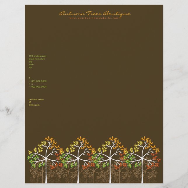 Autumn / Fall Trees 2 Template Business Letterhead (Front)
