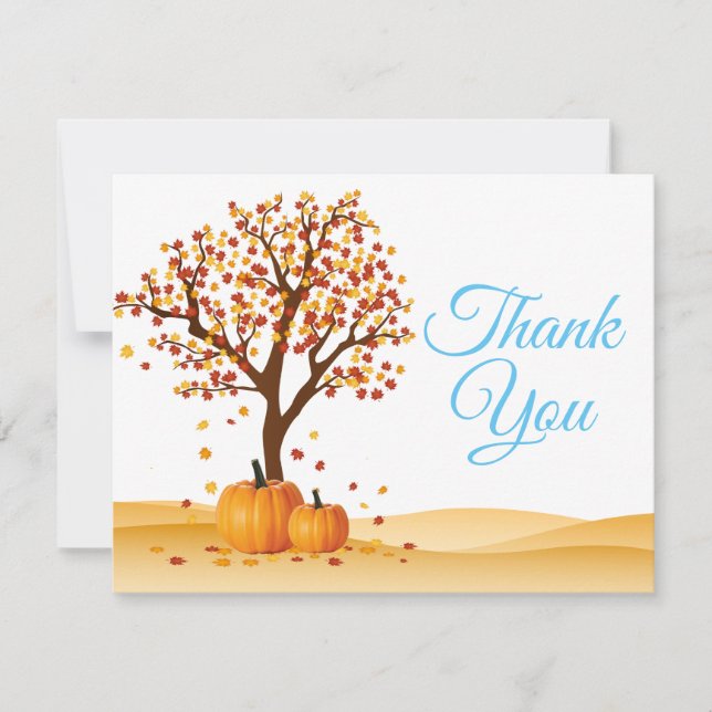 Autumn Fall Trees Pumpkin Thank You card (Front)