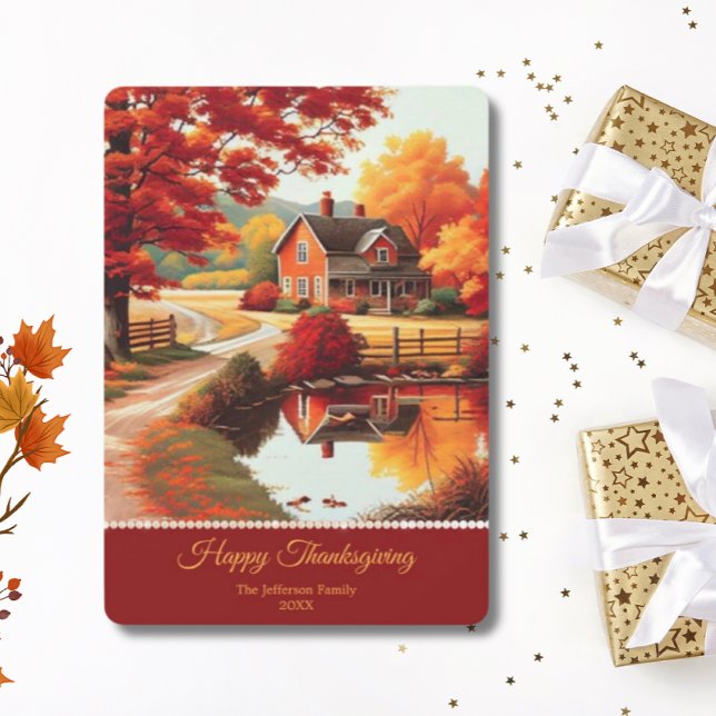Autumn Fall Trees Scenary Landscape Thanksgiving  Holiday Card (Creator Uploaded)