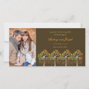 Autumn Fall Trees Woodland Wedding Save The Date