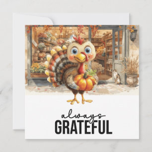 Autumn Fall Turkey is at Florist Shop Thanksgiving Holiday Card