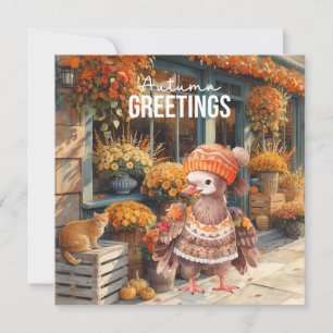 Autumn Fall Turkey is at Florist Shop Thanksgiving Holiday Card