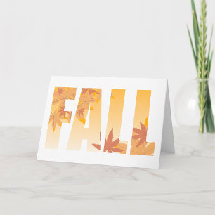 Autumn Fall Typography Design with Leaves  Card