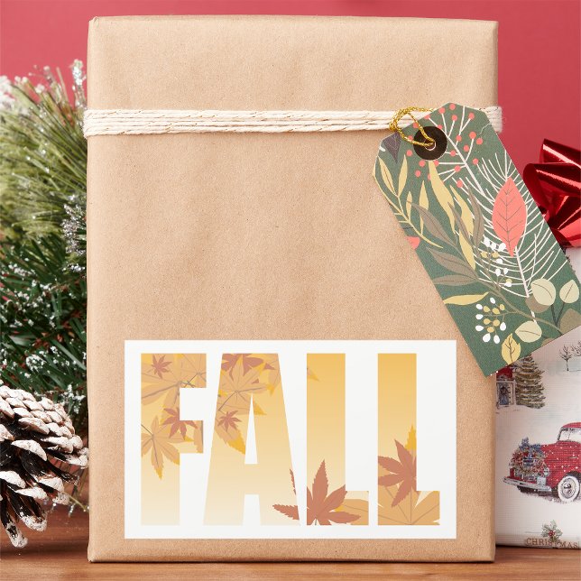 Autumn Fall Typography Design with Leaves  Rectangular Sticker (Creator Uploaded)