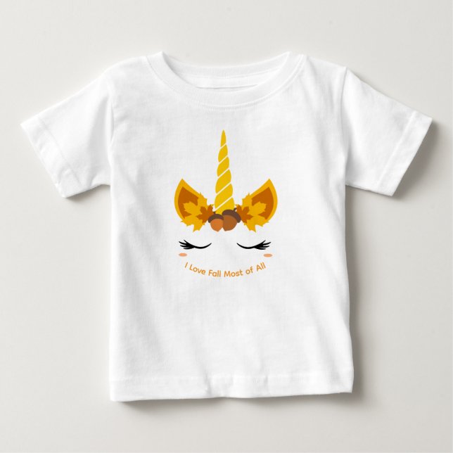 Autumn Fall Unicorn Baby Girl T-Shirt or Bodysuit (Front)