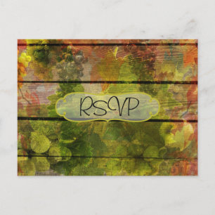 Autumn Fall Vintage Wedding Invite RSVP with photo Postcard