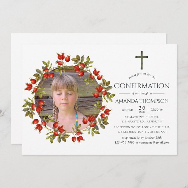 Autumn - Fall Watercolor Confirmation Invitation (Front/Back)