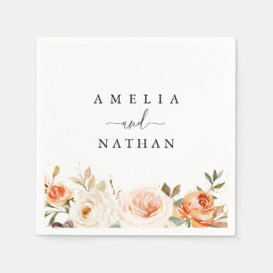 Autumn Fall Watercolor Flower Wedding Napkin