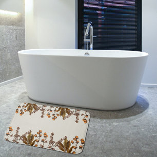 Autumn Fall Watercolor Foliage Leaves  Bath Mat