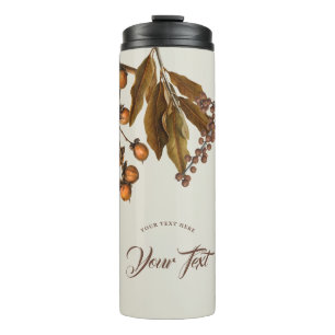 Autumn Fall Watercolor Foliage Leaves Custom Text Thermal Tumbler