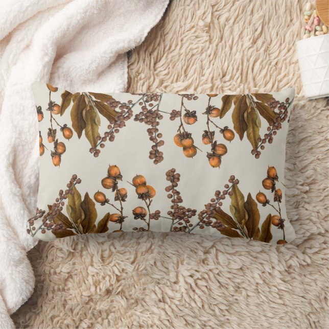 Autumn Fall Watercolor Foliage Leaves  Lumbar Cushion (Blanket)