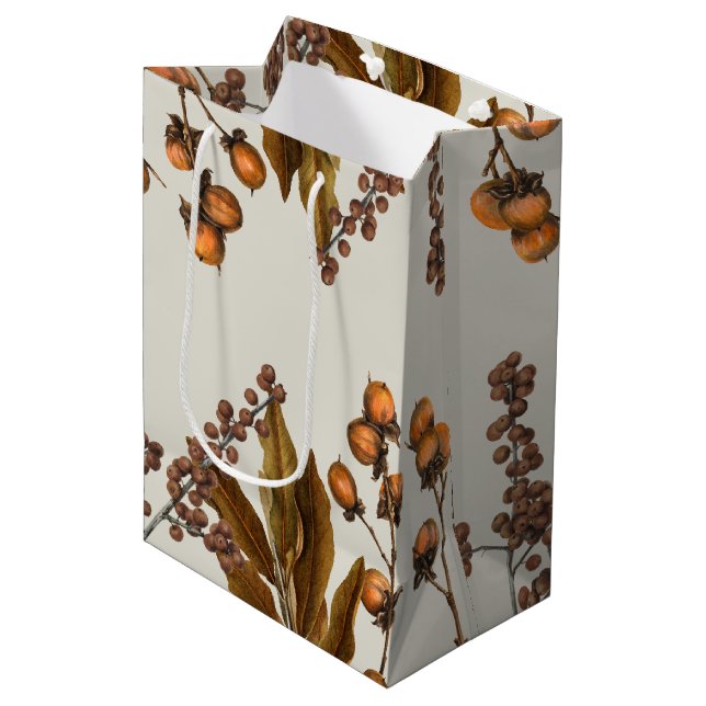 Autumn Fall Watercolor Foliage Leaves  Medium Gift Bag (Front Angled)