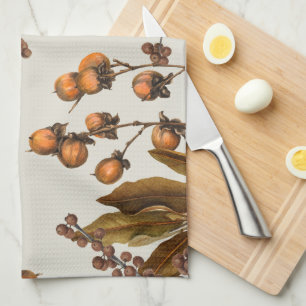 Autumn Fall Watercolor Foliage Leaves Tea Towel