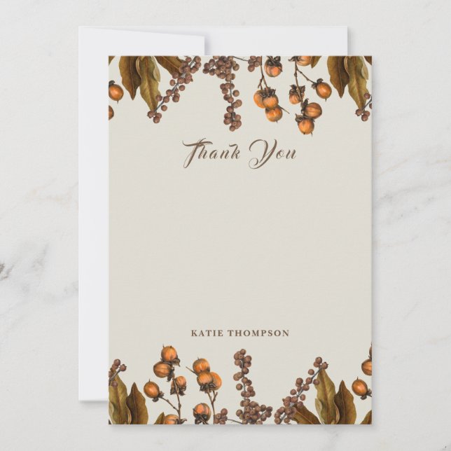 Autumn Fall Watercolor Foliage Leaves  Thank You Card (Front)