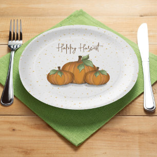Autumn Fall Watercolor Pumpkin Elegant Harvest Paper Plate