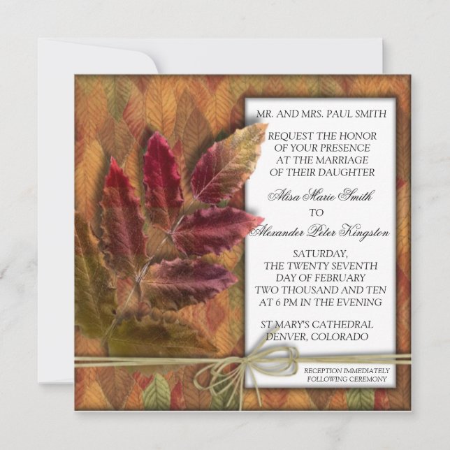 Autumn Fall Wedding invitation (Front)