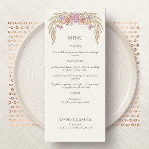 Autumn Fall Wildflowers Floral Wedding Menu