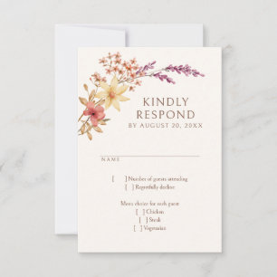 Autumn Fall Wildflowers Wedding RSVP Card