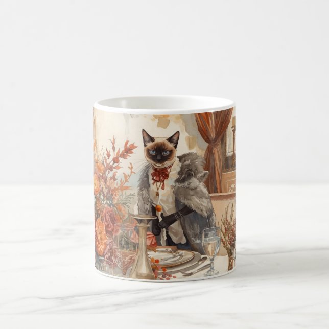 Autumn Fall with Falling leaves at dinner table Coffee Mug (Center)