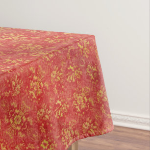 Autumn Fall Yellow Flowers on Orange Tablecloth