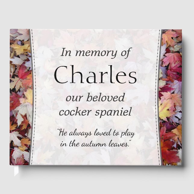 Autumn Fallen Leaves Pet Memorial Guest Book (Front)