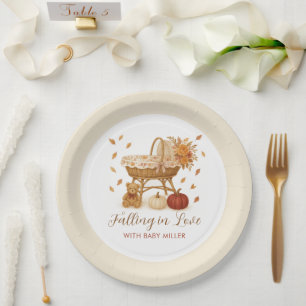 Autumn Falling in Love Baby Shower  Paper Plate