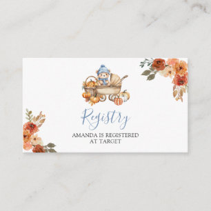 Autumn Falling in Love Bear Baby Shower Registry Enclosure Card