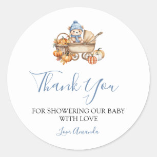 Autumn Falling in Love Bear Baby Shower Thank You Classic Round Sticker