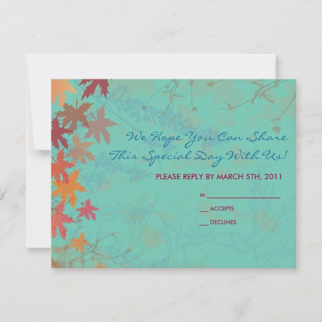 Autumn Falling Leaves Bat Mitzvah REPLY CARD (Front)