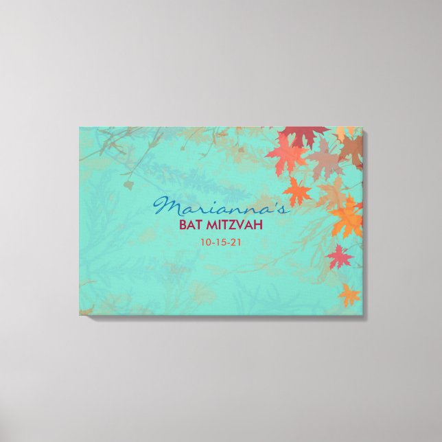 AUTUMN FALLING LEAVES Bat Mitzvah Sign-In Board Canvas Print (Front)