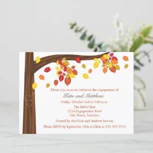 Autumn Falling Leaves Engagement Party Invitation
