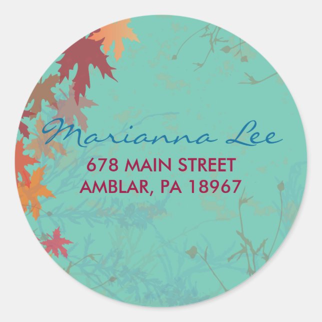 Autumn Falling Leaves Invitation Sticker Seal (Front)
