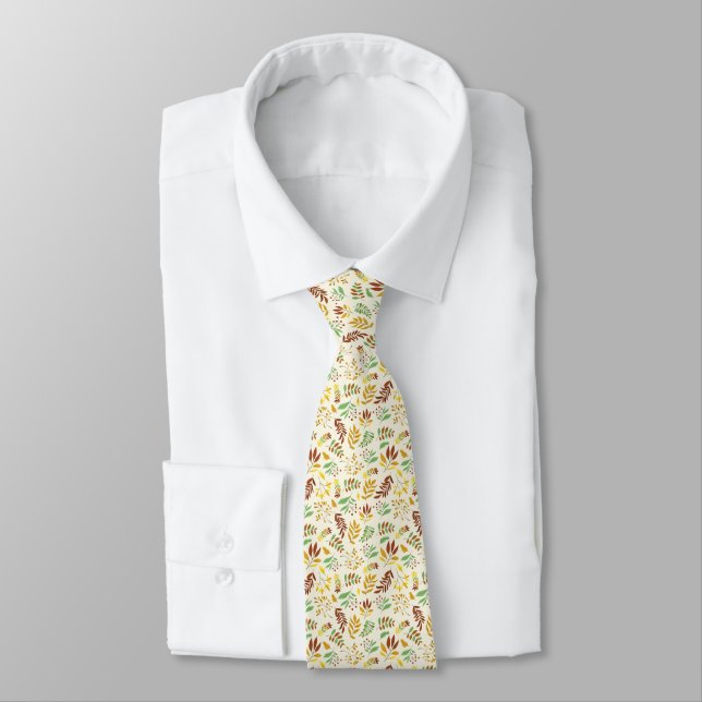 Autumn Falling Leaves Neck Tie (Tied)