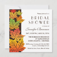 Autumn Falling Maple Leaf Wedding Invitation White