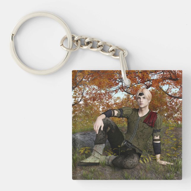 Autumn Fantasy Prince Forest Portrait Key Ring (Front)