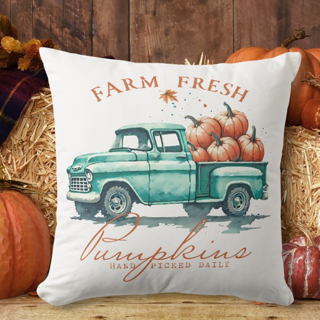 Autumn Farm Fresh Pumpkins Throw Pillow (Creator Uploaded)