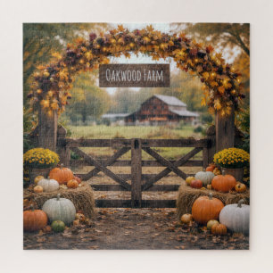 Autumn Farm Gate with Arch Jigsaw Puzzle