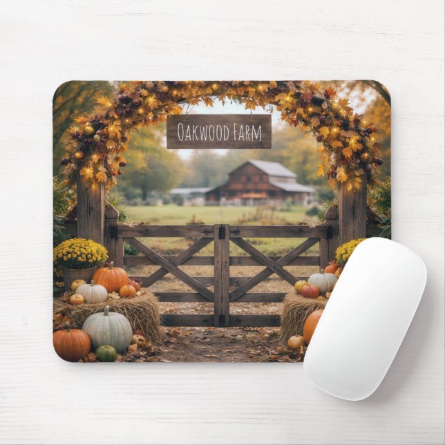 Autumn Farm Gate with Arch Mouse Pad (With Mouse)