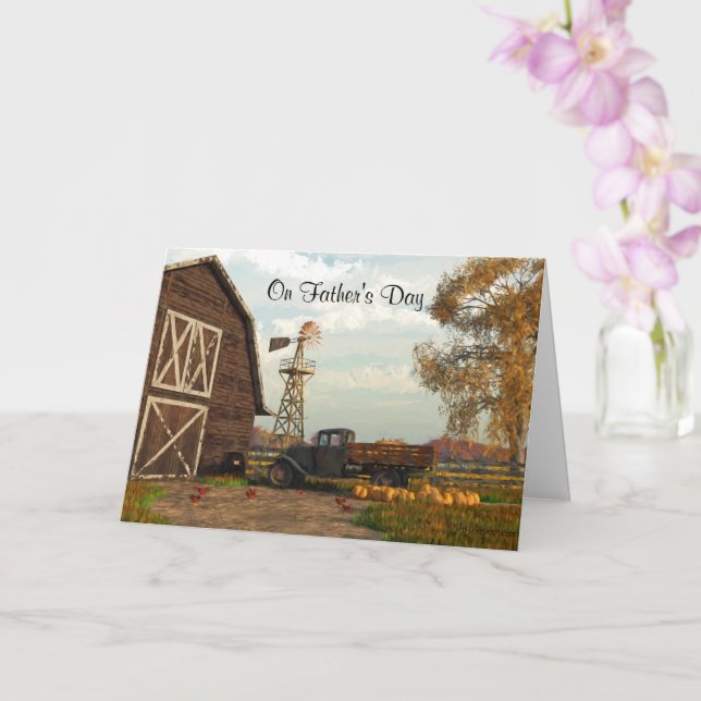 Autumn Farm Scene Father's Day Card (Orchid)