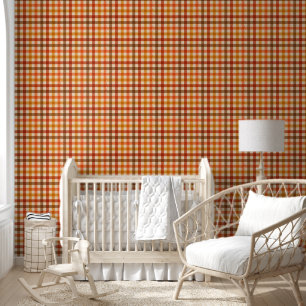 Autumn Farmhouse Gingham Chequered Wallpaper