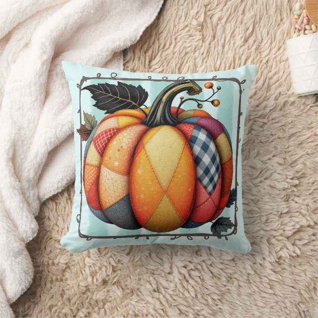 Autumn Farmhouse Quilt Style Home Décor Cushion (Blanket)
