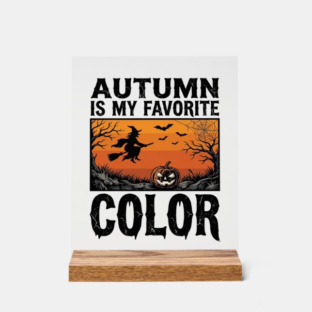 Autumn Favourite Colour Halloween Pumpkin Vector D Acrylic Sign (Front)