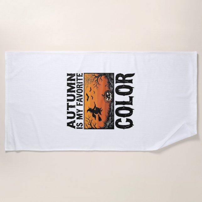 Autumn Favourite Colour Halloween Pumpkin Vector D Beach Towel (Front)
