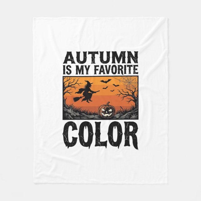 Autumn Favourite Colour Halloween Pumpkin Vector D Fleece Blanket (Front)