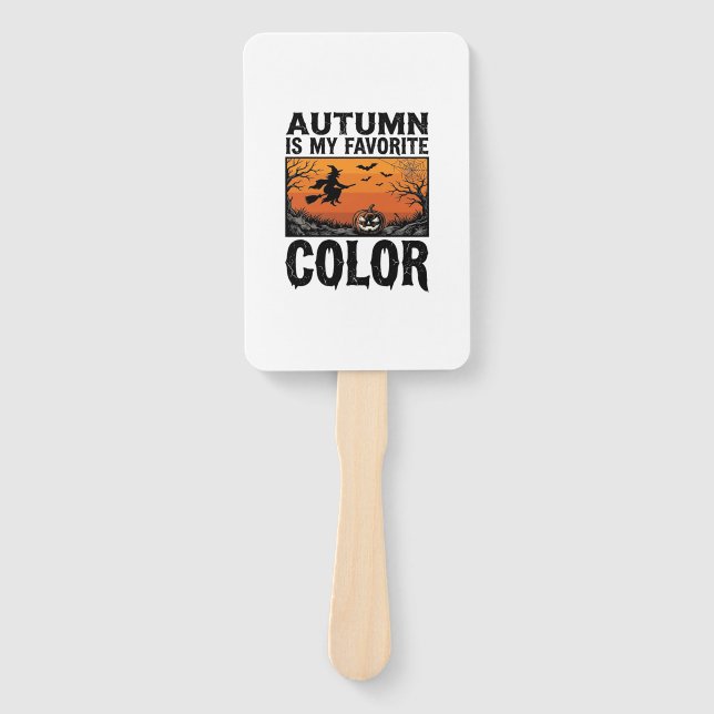 Autumn Favourite Colour Halloween Pumpkin Vector D Hand Fan (Front)