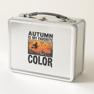 Autumn Favourite Colour Halloween Pumpkin Vector D Metal Lunch Box