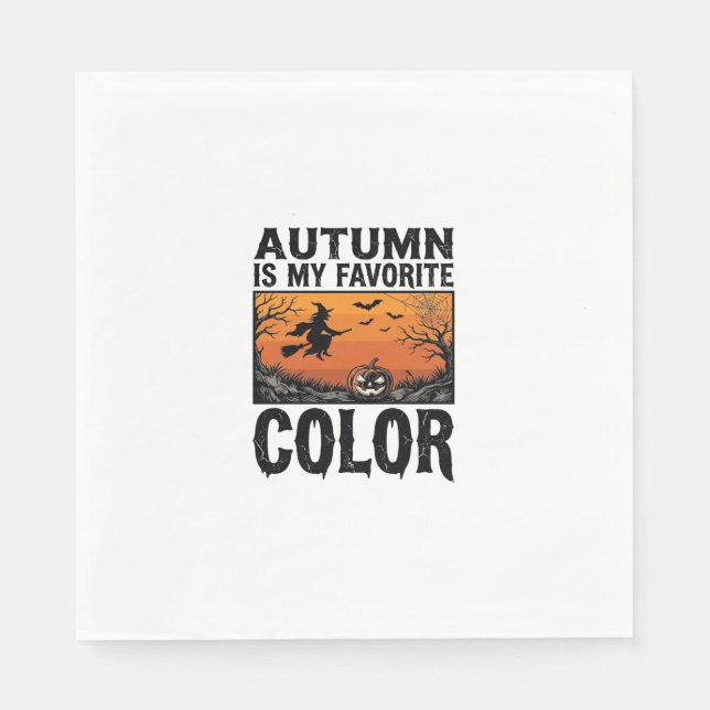 Autumn Favourite Colour Halloween Pumpkin Vector D Napkin (Front)